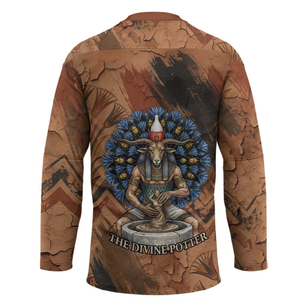 Khnum Hockey Jersey Ancient Egyptian Earthy Cracked Papyrus - Divine Potter - Wonder Print Shop