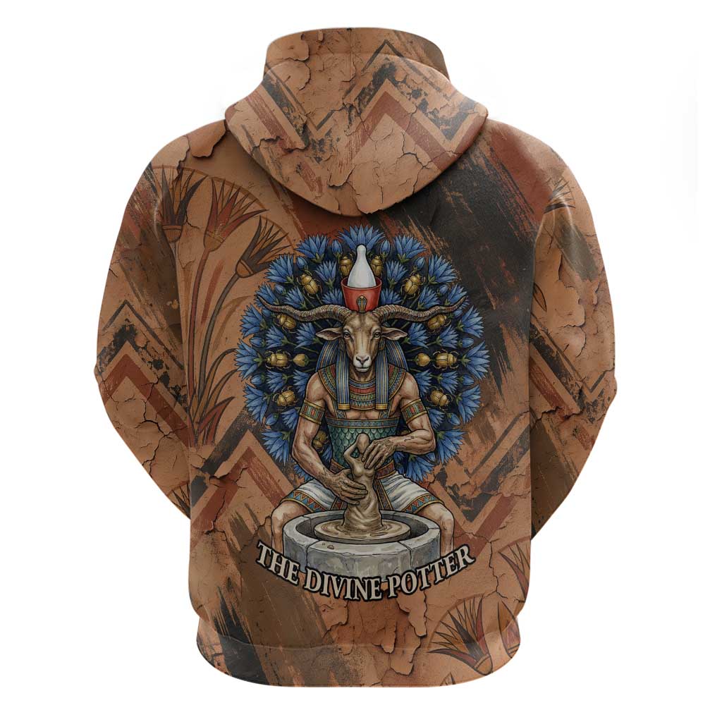 Khnum Hoodie Ancient Egyptian Earthy Cracked Papyrus - Divine Potter - Wonder Print Shop