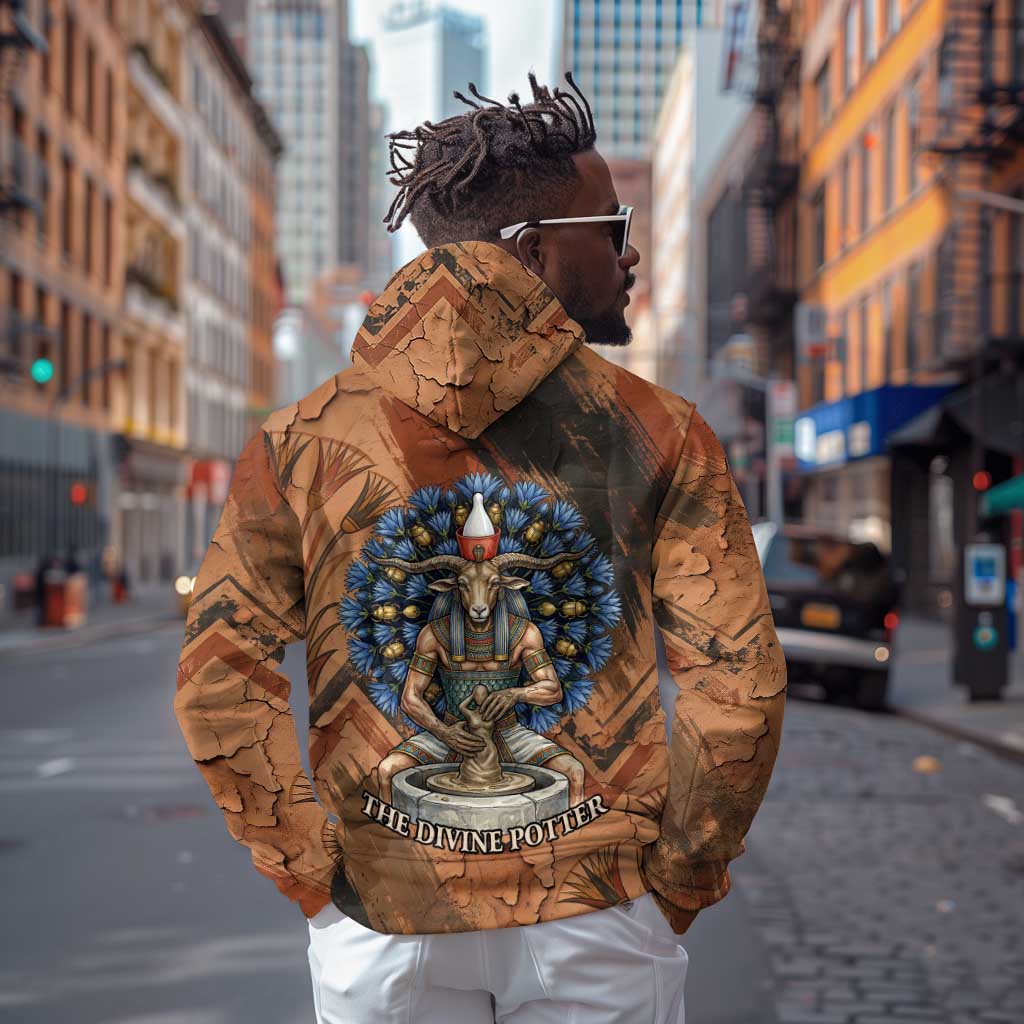 Khnum Hoodie Ancient Egyptian Earthy Cracked Papyrus - Divine Potter - Wonder Print Shop