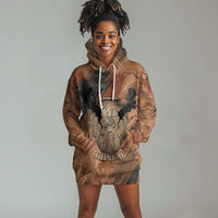 Khnum Hoodie Dress Ancient Egyptian Earthy Cracked Papyrus - Divine Potter - Wonder Print Shop