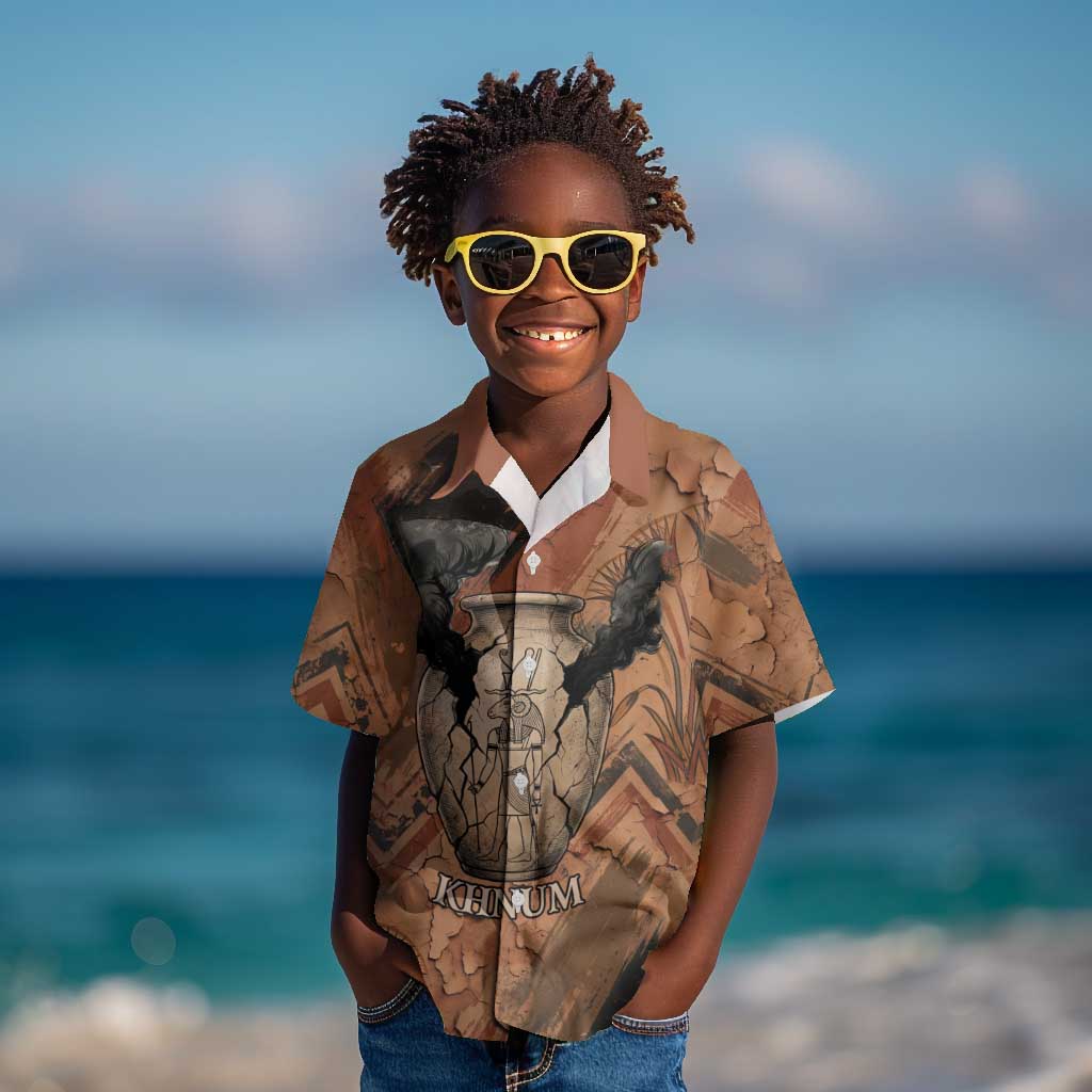 Khnum Kid Hawaiian Shirt Ancient Egyptian Earthy Cracked Papyrus - Divine Potter - Wonder Print Shop