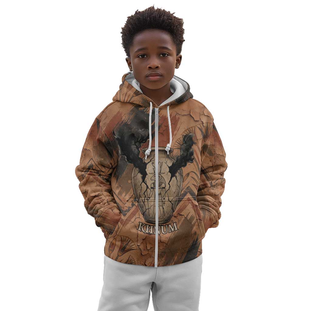 Khnum Kid Hoodie Ancient Egyptian Earthy Cracked Papyrus - Divine Potter - Wonder Print Shop