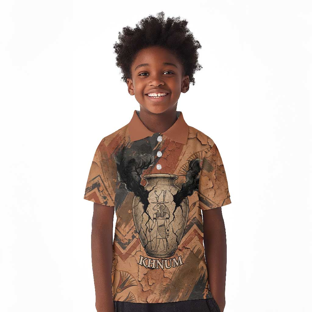 Khnum Kid Polo Shirt Ancient Egyptian Earthy Cracked Papyrus - Divine Potter - Wonder Print Shop