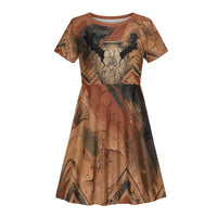 Khnum Kid Short Sleeve Dress Ancient Egyptian Earthy Cracked Papyrus - Divine Potter - Wonder Print Shop