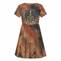 Khnum Kid Short Sleeve Dress Ancient Egyptian Earthy Cracked Papyrus - Divine Potter - Wonder Print Shop