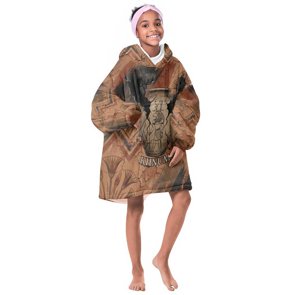 Khnum Kid Wearable Blanket Hoodie Ancient Egyptian Earthy Cracked Papyrus - Divine Potter - Wonder Print Shop
