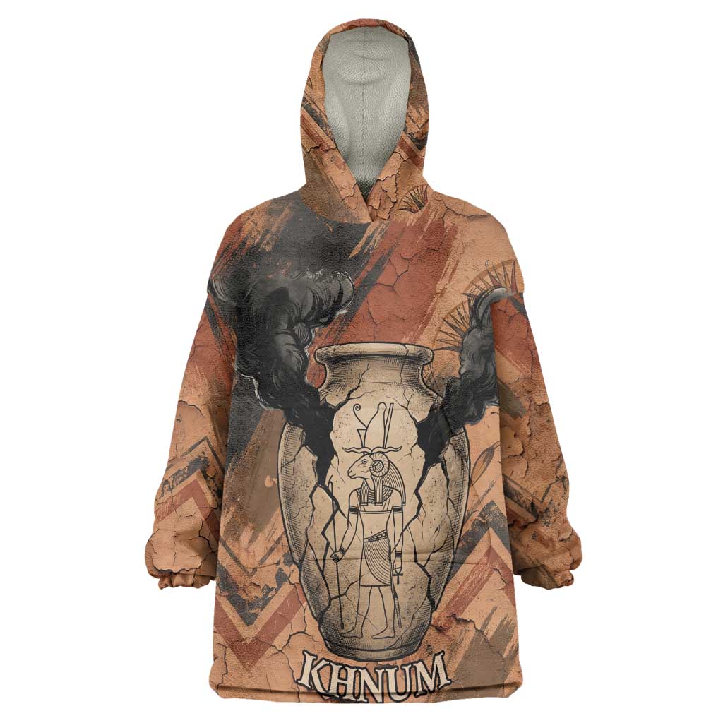 Khnum Kid Wearable Blanket Hoodie Ancient Egyptian Earthy Cracked Papyrus - Divine Potter - Wonder Print Shop