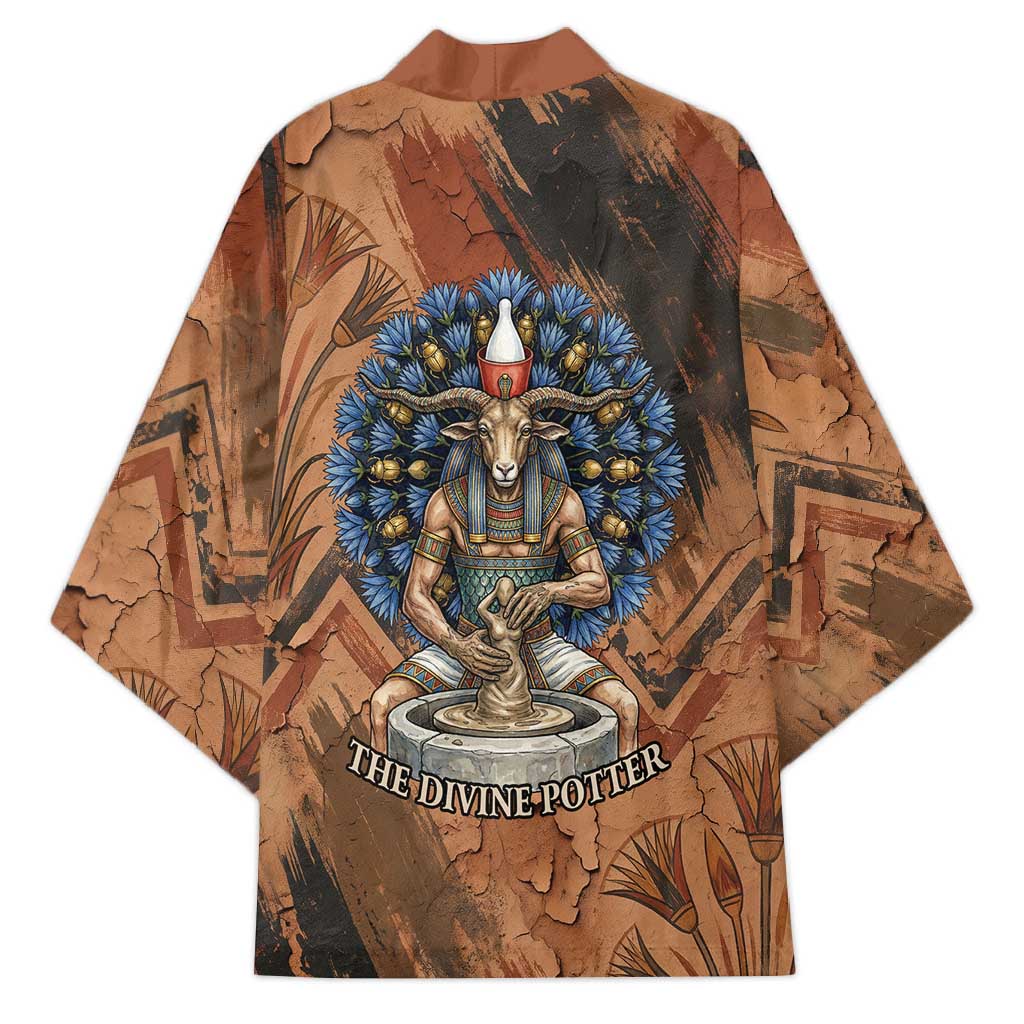 Khnum Kimono Ancient Egyptian Earthy Cracked Papyrus - Divine Potter - Wonder Print Shop