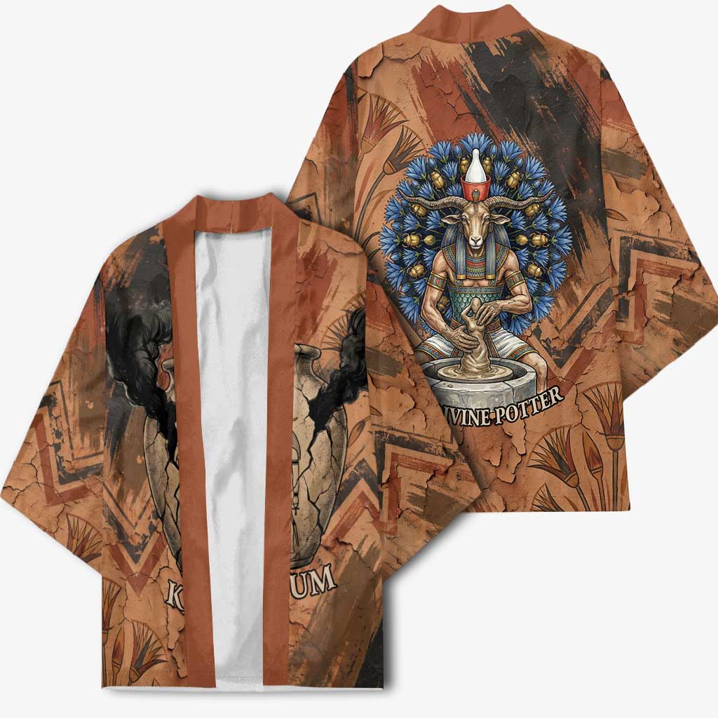 Khnum Kimono Ancient Egyptian Earthy Cracked Papyrus - Divine Potter - Wonder Print Shop