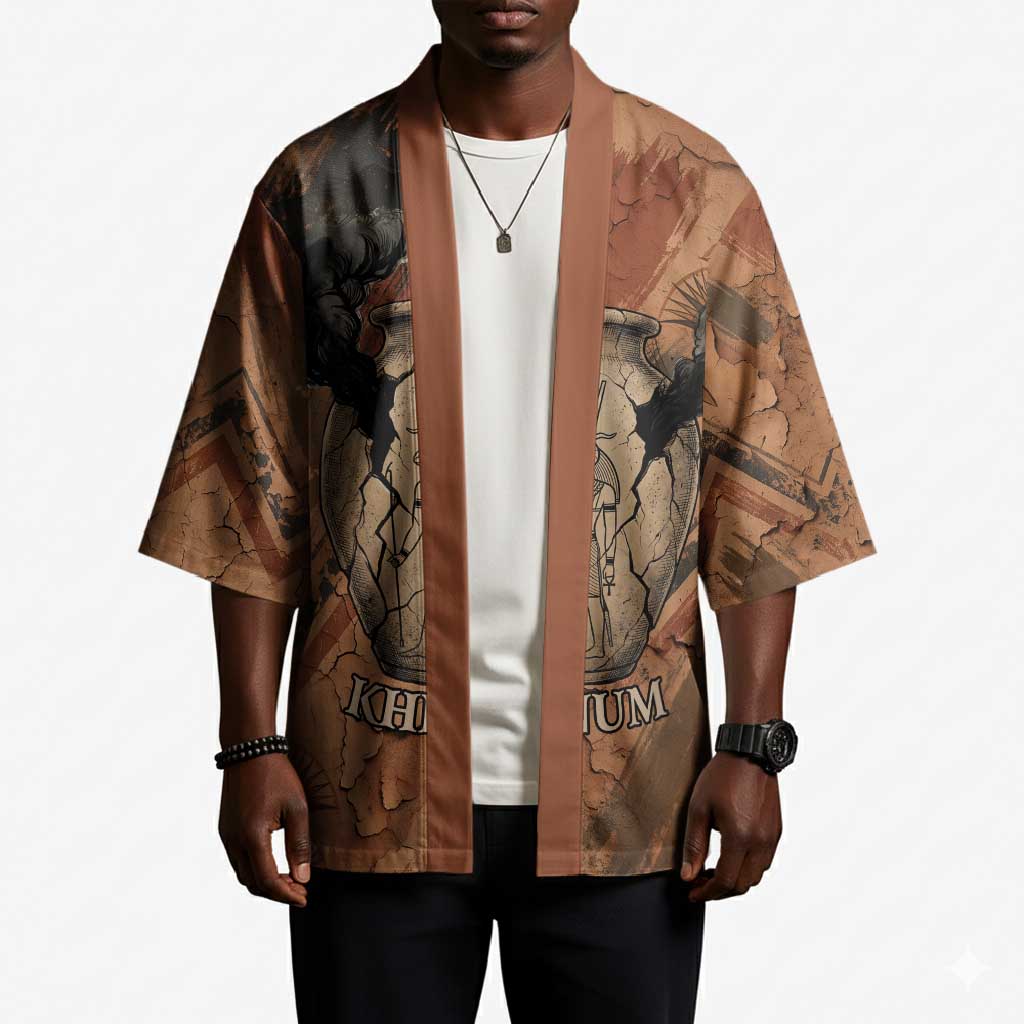 Khnum Kimono Ancient Egyptian Earthy Cracked Papyrus - Divine Potter - Wonder Print Shop