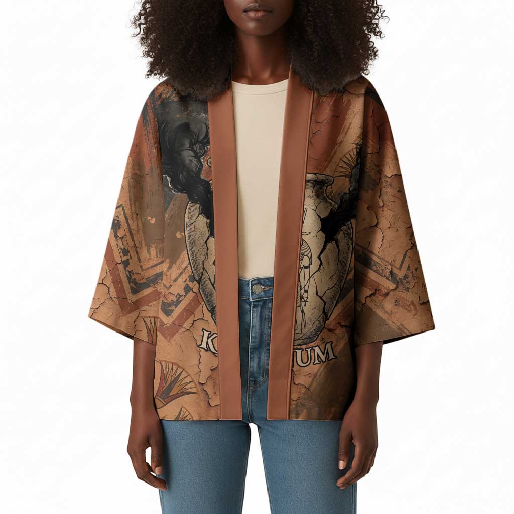 Khnum Kimono Ancient Egyptian Earthy Cracked Papyrus - Divine Potter - Wonder Print Shop