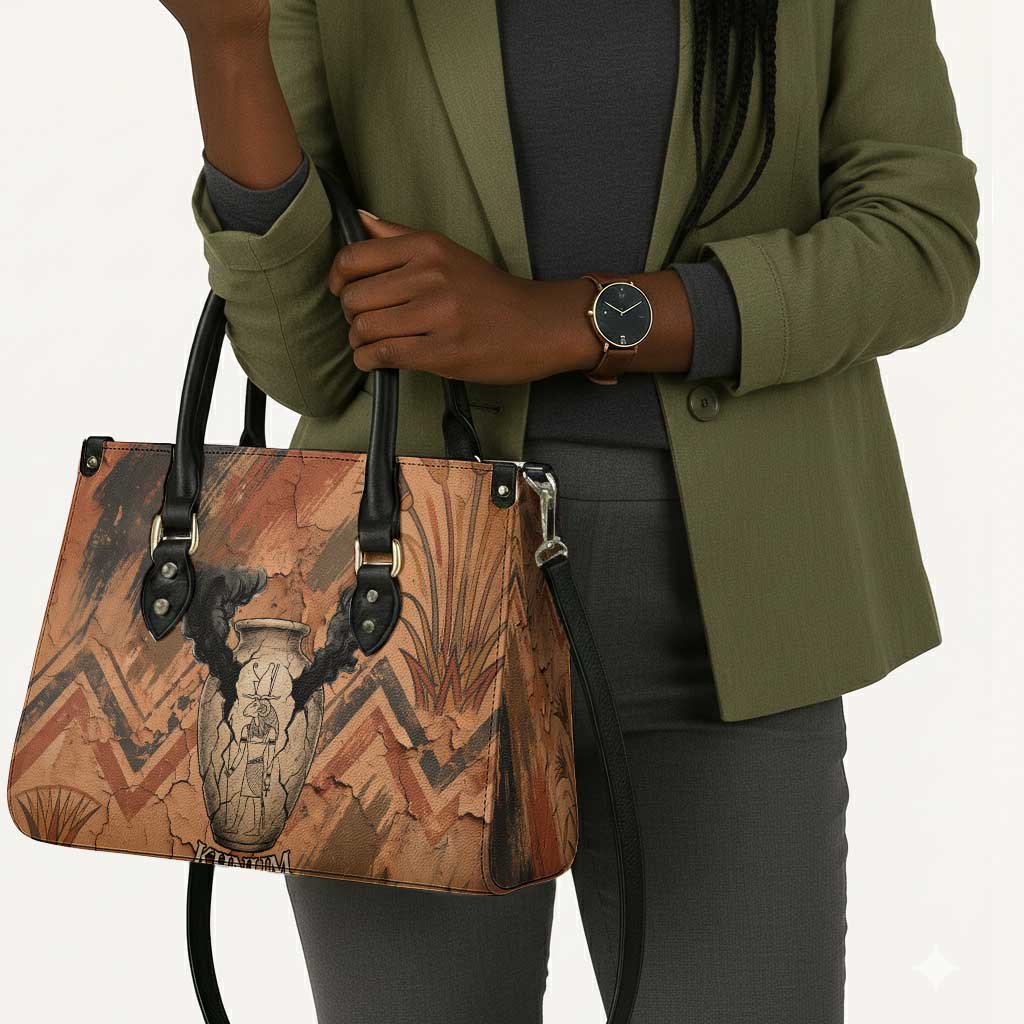 Khnum Leather Bag Ancient Egyptian Earthy Cracked Papyrus - Divine Potter - Wonder Print Shop