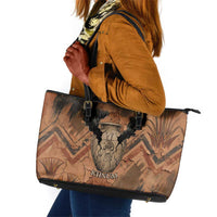 Khnum Leather Tote Bag Ancient Egyptian Earthy Cracked Papyrus - Divine Potter - Wonder Print Shop