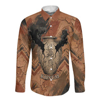 Khnum Long Sleeve Button Shirt Ancient Egyptian Earthy Cracked Papyrus - Divine Potter - Wonder Print Shop