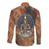 Khnum Long Sleeve Button Shirt Ancient Egyptian Earthy Cracked Papyrus - Divine Potter - Wonder Print Shop