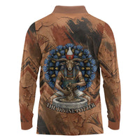 Khnum Long Sleeve Polo Shirt Ancient Egyptian Earthy Cracked Papyrus - Divine Potter - Wonder Print Shop