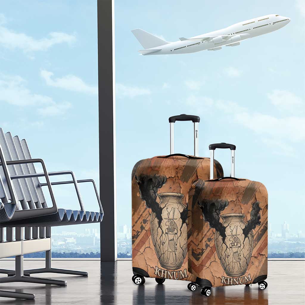 Khnum Luggage Cover Ancient Egyptian Earthy Cracked Papyrus - Divine Potter - Wonder Print Shop