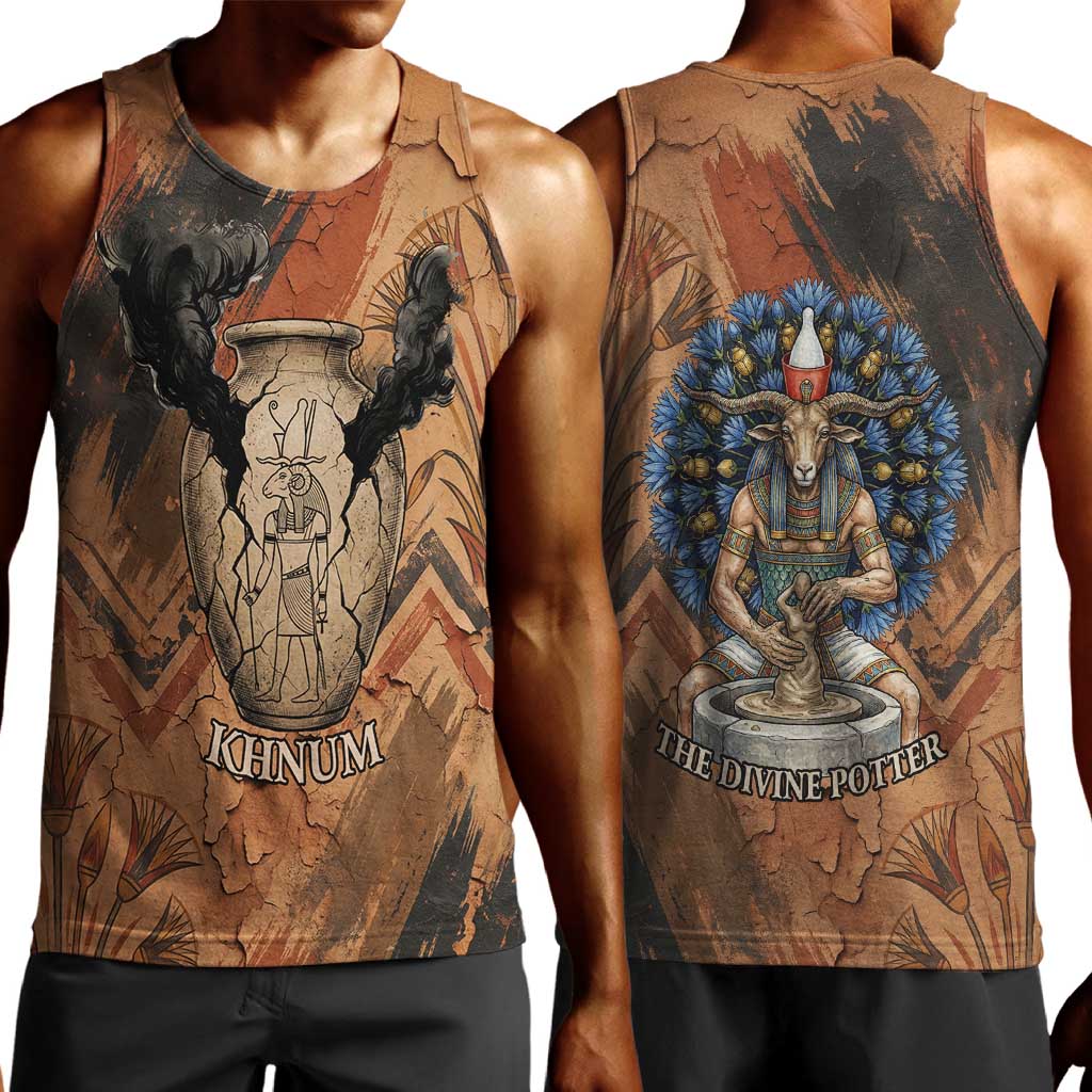 Khnum Men Tank Top Ancient Egyptian Earthy Cracked Papyrus - Divine Potter - Wonder Print Shop