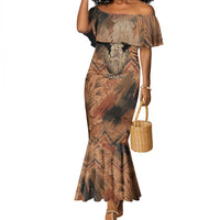 Khnum Mermaid Dress Ancient Egyptian Earthy Cracked Papyrus - Divine Potter - Wonder Print Shop
