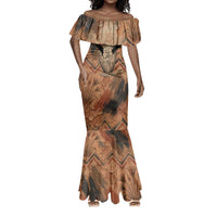 Khnum Mermaid Dress Ancient Egyptian Earthy Cracked Papyrus - Divine Potter - Wonder Print Shop