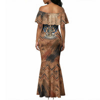 Khnum Mermaid Dress Ancient Egyptian Earthy Cracked Papyrus - Divine Potter - Wonder Print Shop