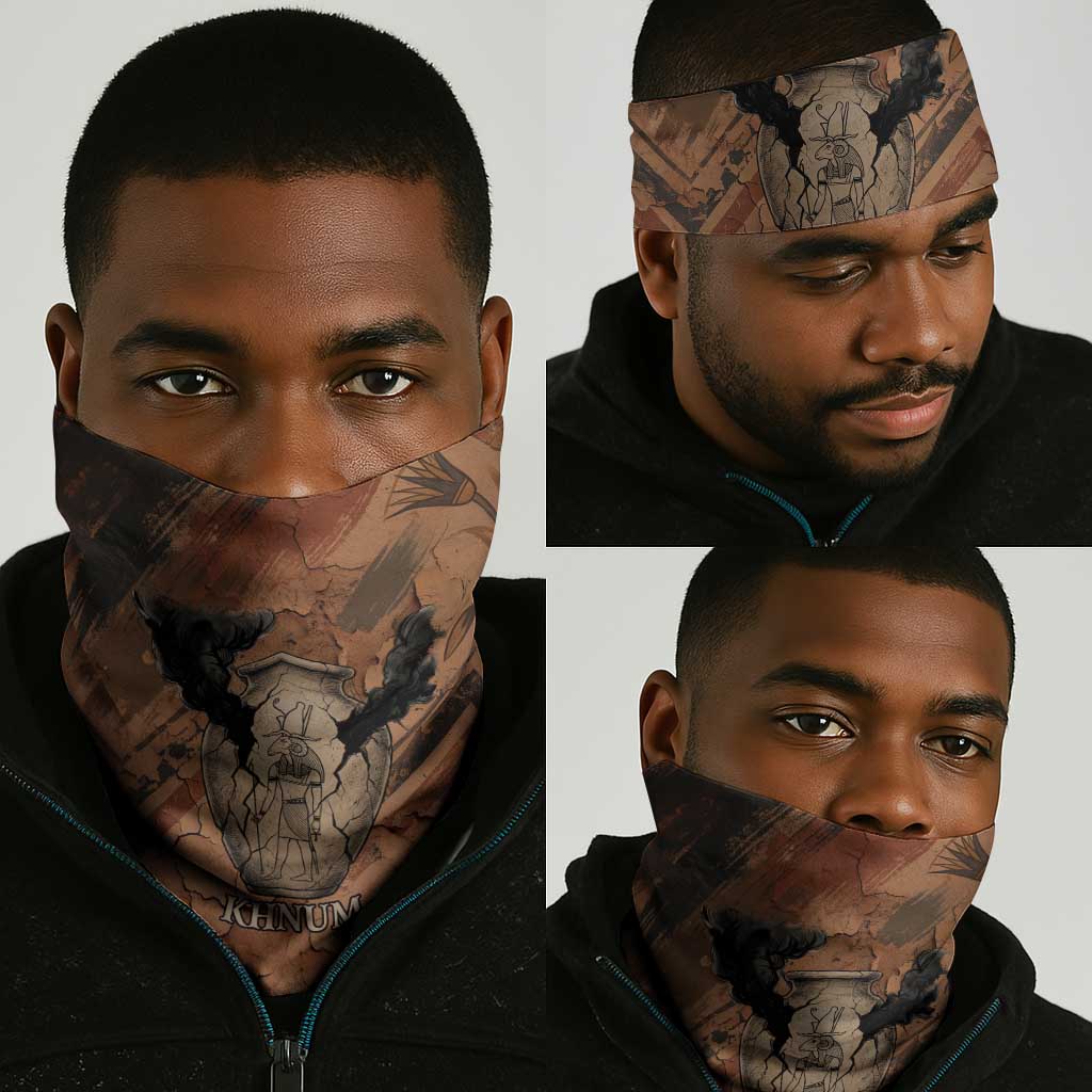 Khnum Neck Gaiter Ancient Egyptian Earthy Cracked Papyrus - Divine Potter - Wonder Print Shop