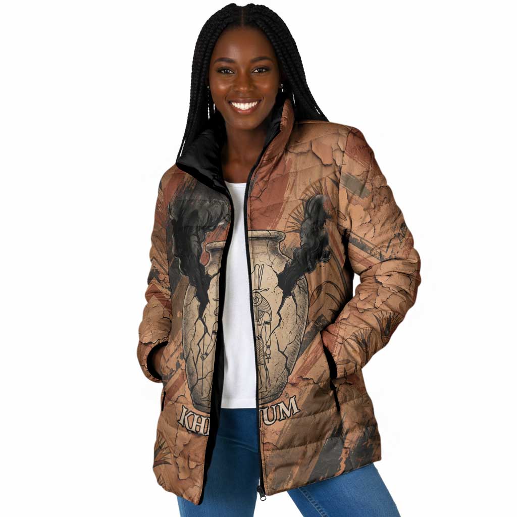Khnum Padded Jacket Ancient Egyptian Earthy Cracked Papyrus - Divine Potter - Wonder Print Shop