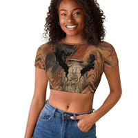 Khnum Raglan Cropped T shirt Ancient Egyptian Earthy Cracked Papyrus - Divine Potter - Wonder Print Shop