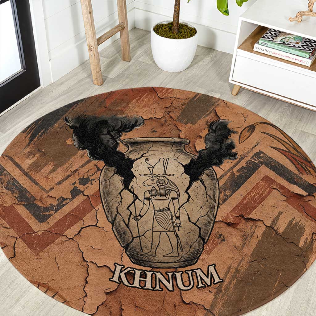 Khnum Round Carpet Ancient Egyptian Earthy Cracked Papyrus - Divine Potter - Wonder Print Shop