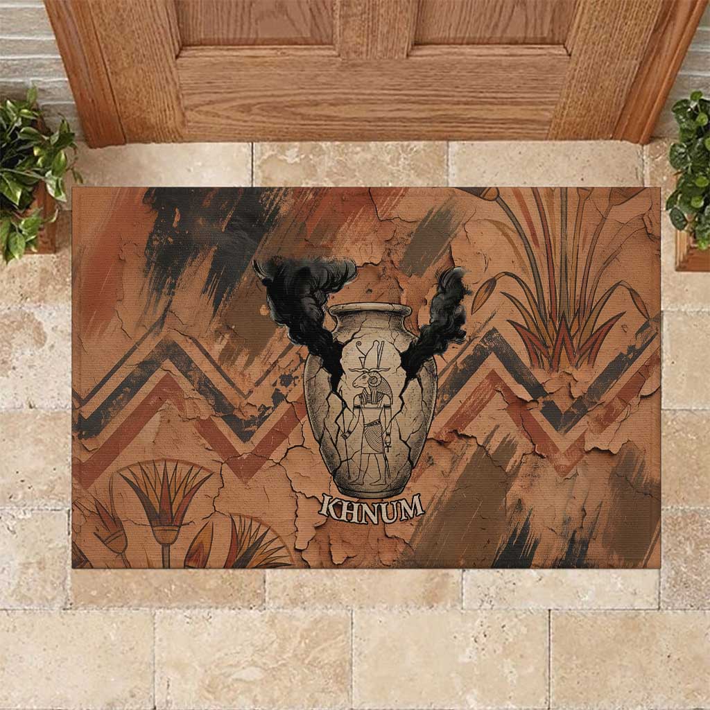 Khnum Rubber Doormat Ancient Egyptian Earthy Cracked Papyrus - Divine Potter - Wonder Print Shop
