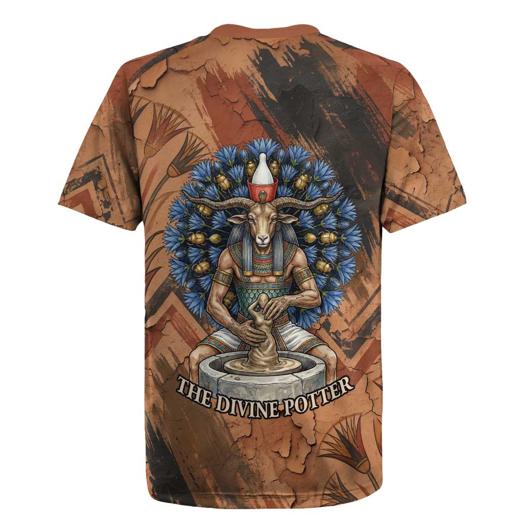 Khnum Rugby Jersey Ancient Egyptian Earthy Cracked Papyrus - Divine Potter - Wonder Print Shop
