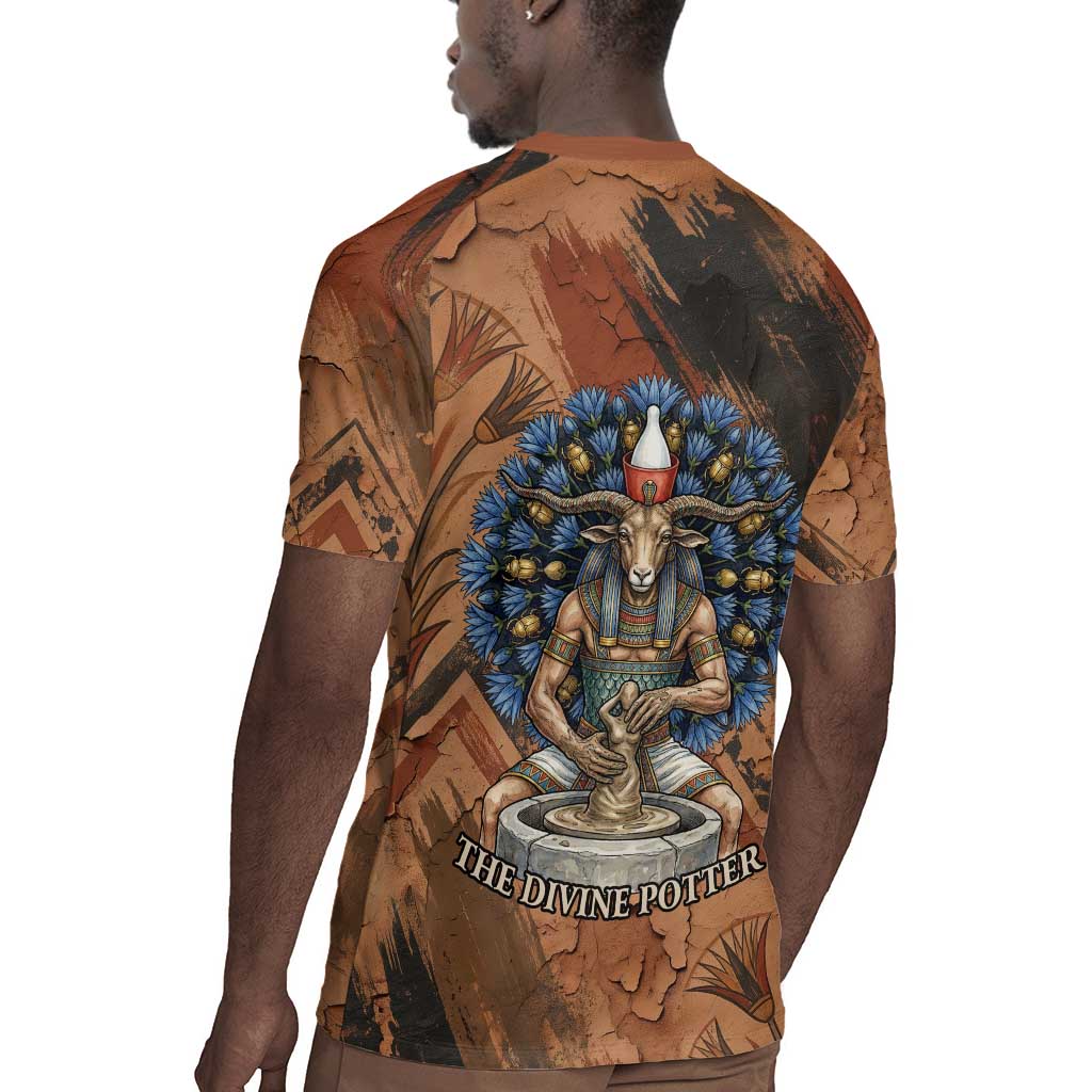 Khnum Rugby Jersey Ancient Egyptian Earthy Cracked Papyrus - Divine Potter - Wonder Print Shop