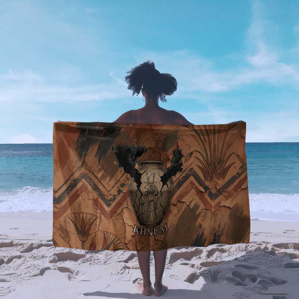 Khnum Sarong Ancient Egyptian Earthy Cracked Papyrus - Divine Potter - Wonder Print Shop
