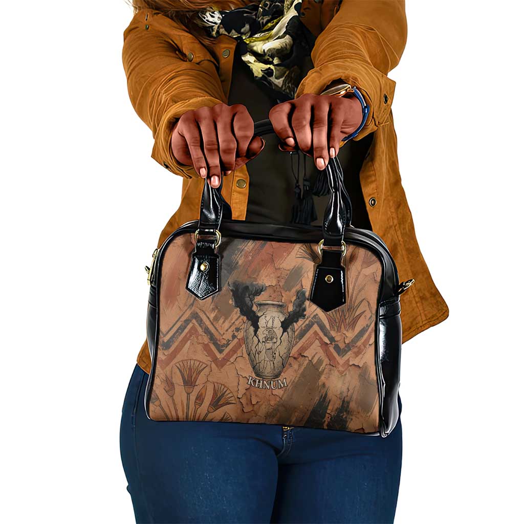 Khnum Shoulder Handbag Ancient Egyptian Earthy Cracked Papyrus - Divine Potter - Wonder Print Shop