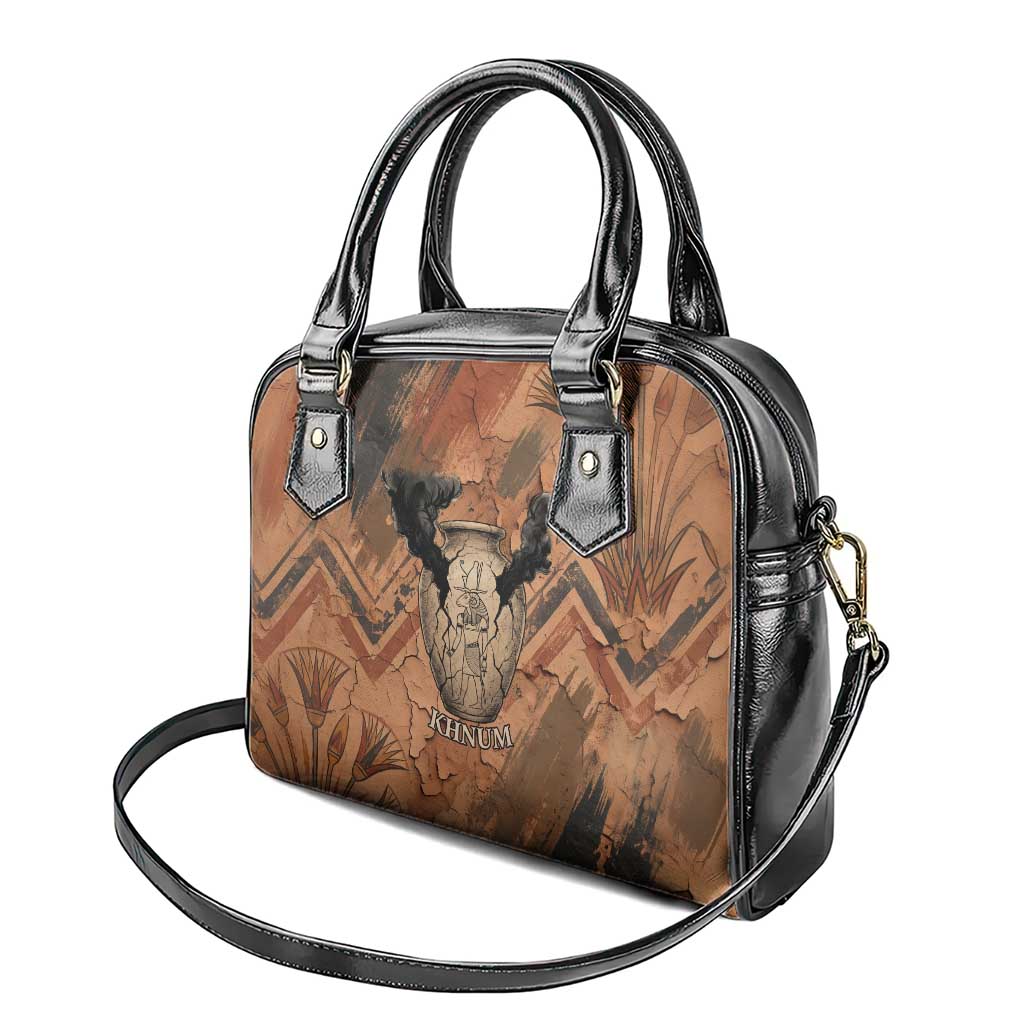 Khnum Shoulder Handbag Ancient Egyptian Earthy Cracked Papyrus - Divine Potter - Wonder Print Shop