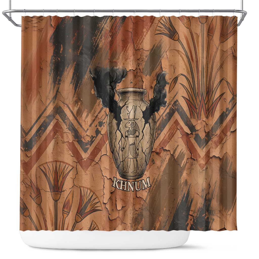 Khnum Shower Curtain Ancient Egyptian Earthy Cracked Papyrus - Divine Potter - Wonder Print Shop