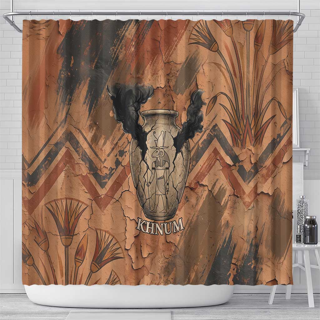 Khnum Shower Curtain Ancient Egyptian Earthy Cracked Papyrus - Divine Potter - Wonder Print Shop
