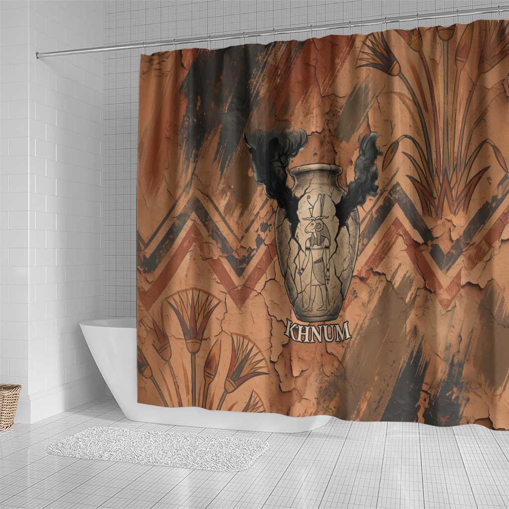 Khnum Shower Curtain Ancient Egyptian Earthy Cracked Papyrus - Divine Potter - Wonder Print Shop
