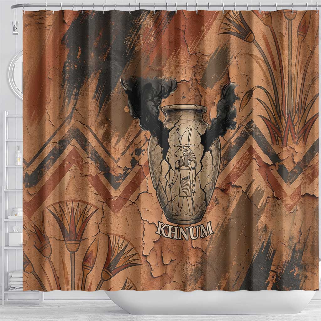 Khnum Shower Curtain Ancient Egyptian Earthy Cracked Papyrus - Divine Potter - Wonder Print Shop
