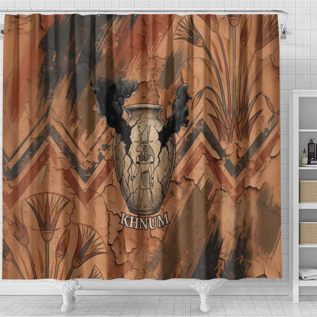 Khnum Shower Curtain Ancient Egyptian Earthy Cracked Papyrus - Divine Potter - Wonder Print Shop