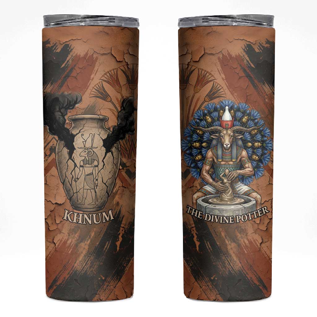 Khnum Skinny Tumbler Ancient Egyptian Earthy Cracked Papyrus - Divine Potter - Wonder Print Shop