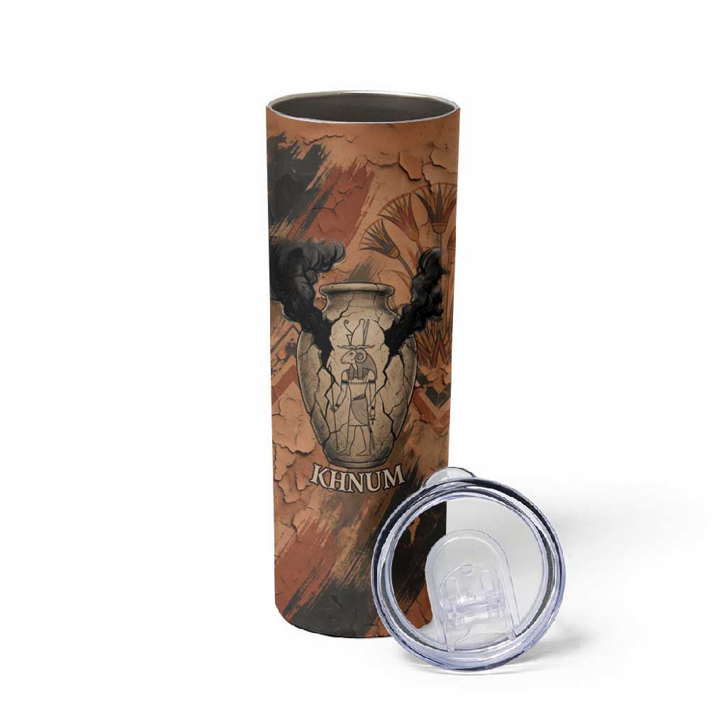 Khnum Skinny Tumbler Ancient Egyptian Earthy Cracked Papyrus - Divine Potter - Wonder Print Shop
