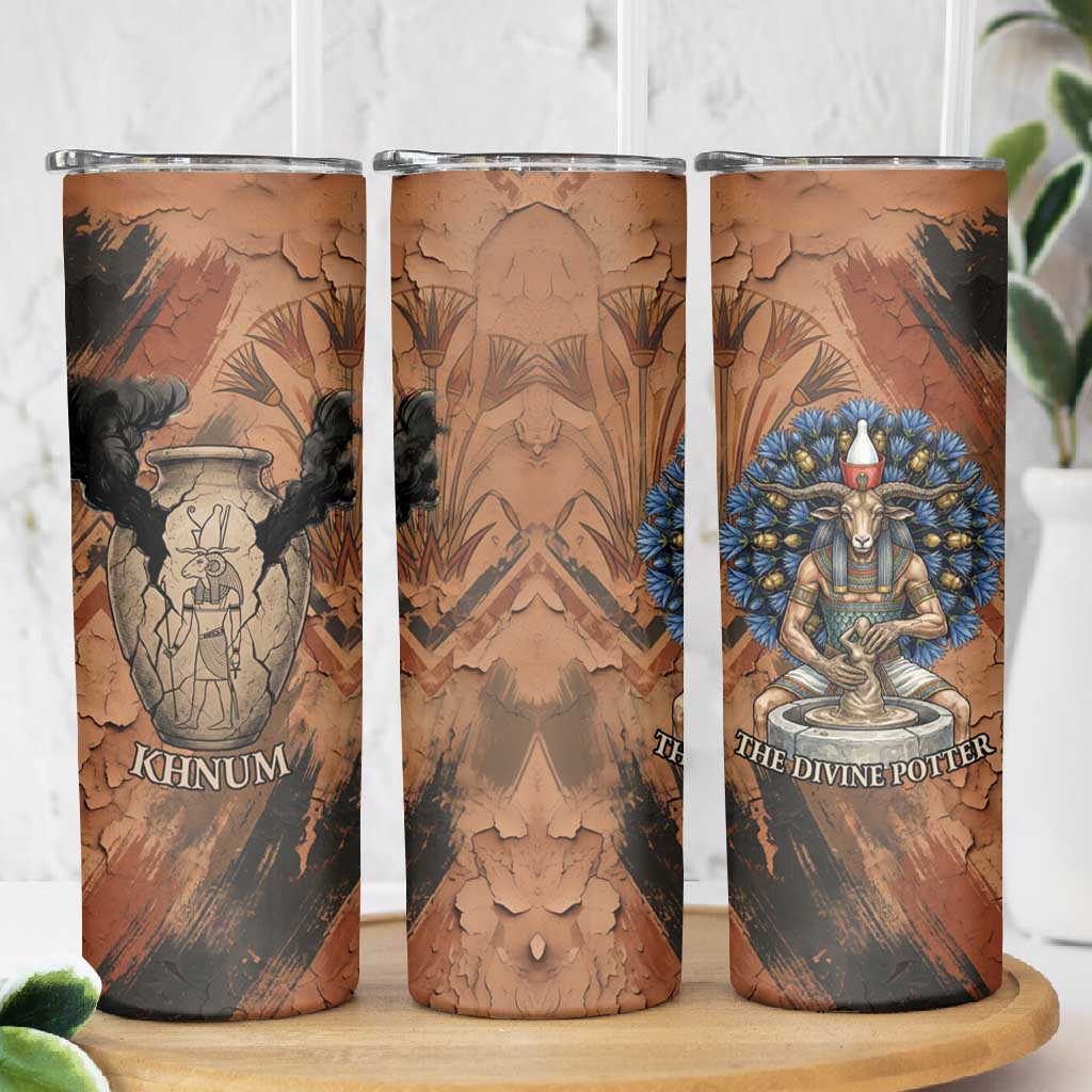 Khnum Skinny Tumbler Ancient Egyptian Earthy Cracked Papyrus - Divine Potter - Wonder Print Shop