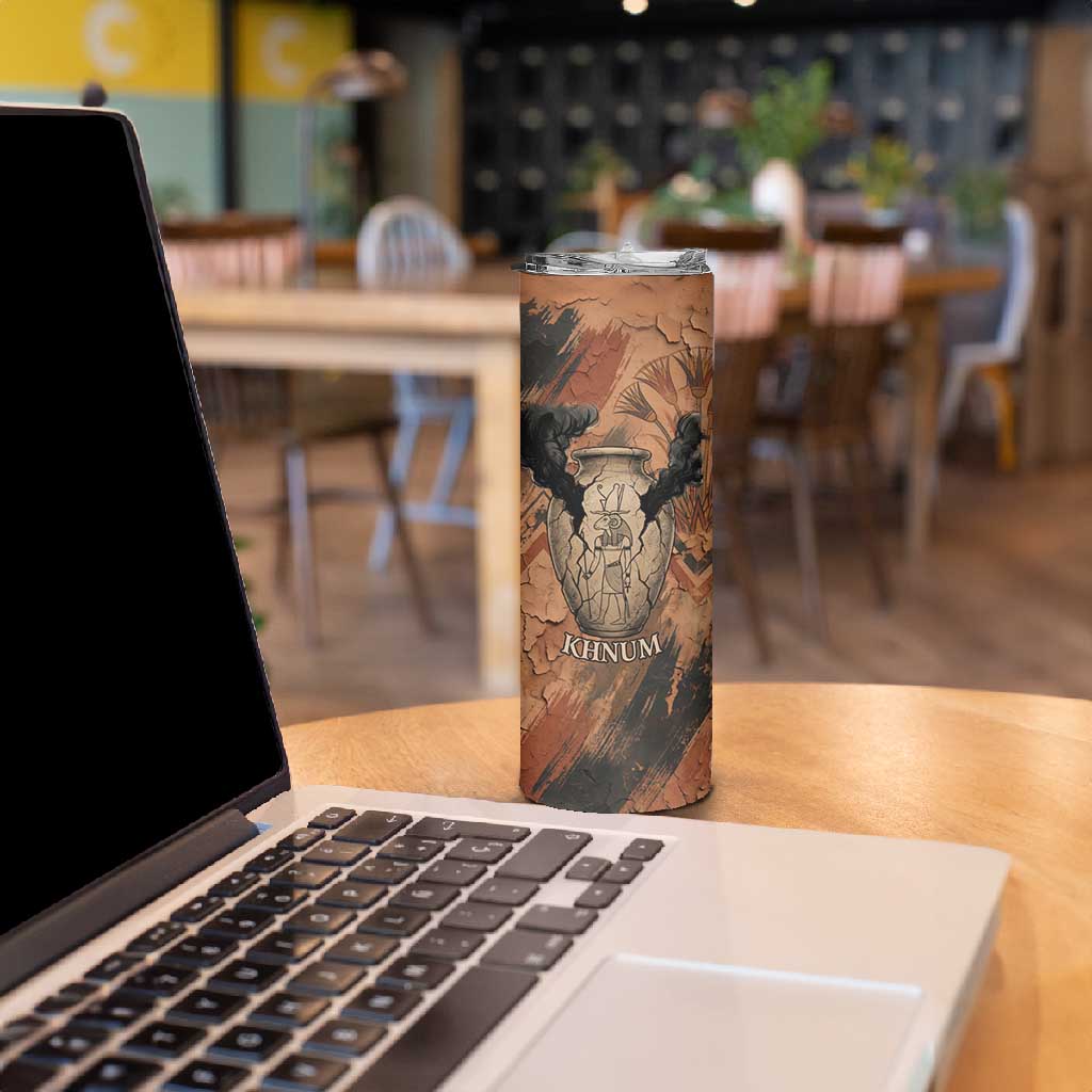 Khnum Skinny Tumbler Ancient Egyptian Earthy Cracked Papyrus - Divine Potter - Wonder Print Shop