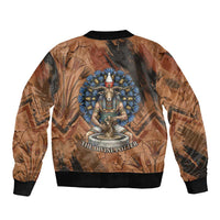 Khnum Sleeve Zip Bomber Jacket Ancient Egyptian Earthy Cracked Papyrus - Divine Potter - Wonder Print Shop