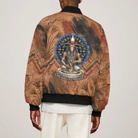 Khnum Sleeve Zip Bomber Jacket Ancient Egyptian Earthy Cracked Papyrus - Divine Potter - Wonder Print Shop
