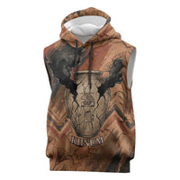 Khnum Sleeveless Hoodie Ancient Egyptian Earthy Cracked Papyrus - Divine Potter - Wonder Print Shop
