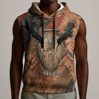 Khnum Sleeveless Hoodie Ancient Egyptian Earthy Cracked Papyrus - Divine Potter - Wonder Print Shop