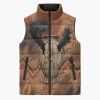 Khnum Sleeveless Puffer Jacket Ancient Egyptian Earthy Cracked Papyrus - Divine Potter - Wonder Print Shop