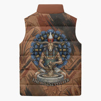 Khnum Sleeveless Puffer Jacket Ancient Egyptian Earthy Cracked Papyrus - Divine Potter - Wonder Print Shop